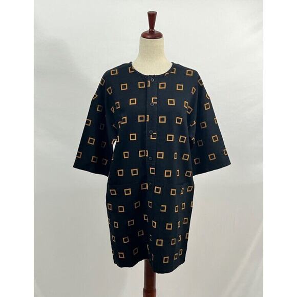 ACE & JIG Sz XXS Nova Dress Quad Black Mustard Gold Tunic Button Shirt Dress NWT - Picture 2 of 10